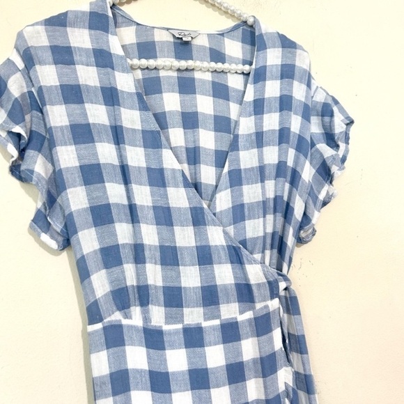 Rails Brigette Wrap Gingham Blue & White Ruffle Trim Dress SIZE XS - Picture 5 of 10